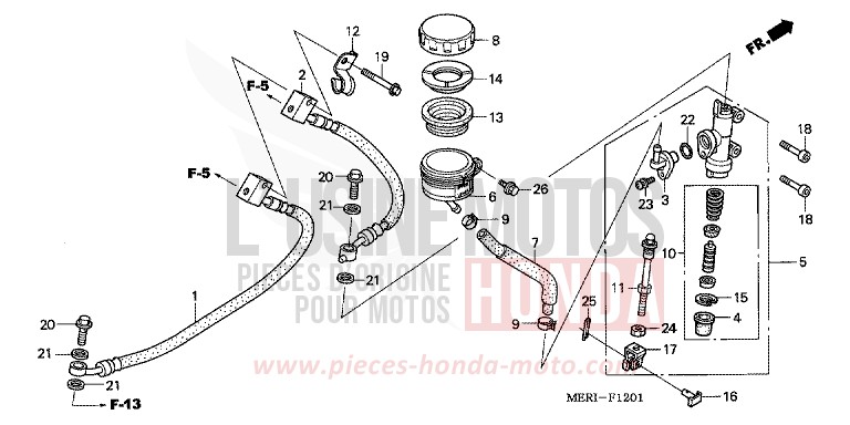 REAR BRAKE MASTER CYLINDER (CBF600SA/NA) for CBF600N ABS FORCE SILVER METALLIC (NH411) from 2005